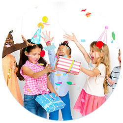 Kids celebrating at birthday party