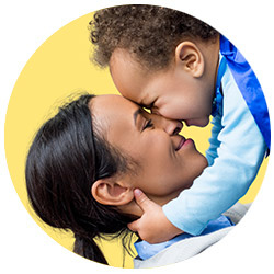 Mom and child superhero